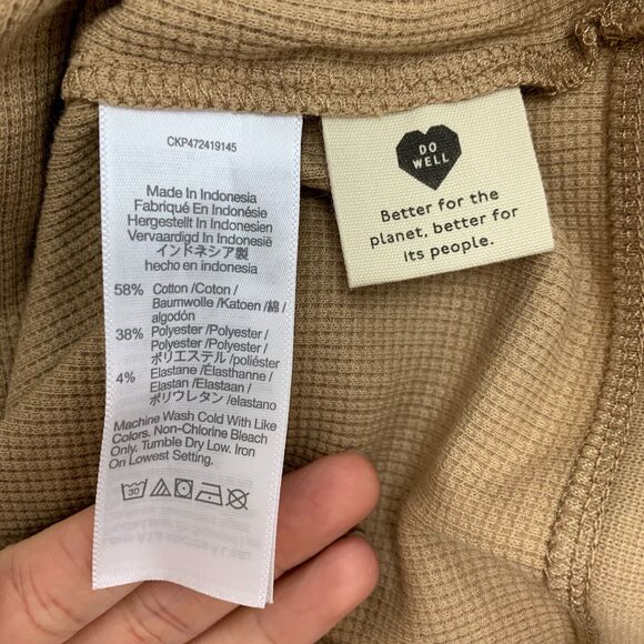 Madewell Crewneck Crop Tank Womens XL Extra Large Seed Khaki Waffle Knit Top - Picture 7 of 13